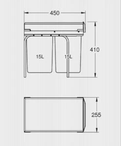 GROHE Inbouw Prullenbak - 2 Afvalbakken (2x15L) - 40855000 -Huishoudelijke Schoonmaak 1000x1200 4