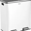Afvalscheidingsprullenbak 2 Vakken Wit – 60 L (2x30 Liter) Pedaalemmer Homra QUICKX – Design Duo Afvalemmer RVS - Afval Scheiden - Recycle Afvalbak - Hygiënisch Pedaal - Dubbele Vuilnisbak - Keuken Vuilbak - Kantoor Prullenbak -Huishoudelijke Schoonmaak 1004x1200 2