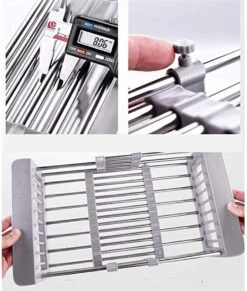 IBright Verstelbare Keukenrek - Gootsteen Mand - Afdruiprek – Vergiet – Verstelbaar In Lengte - Uitschuifbaar - RVS Grijs -Huishoudelijke Schoonmaak 1017x1200 5
