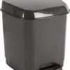 Donkergrijze Pedaalemmer Vuilnisbak/prullenbak 7 Liter 21 X 22 X 26 Cm - Kunststof/plastic Vuilnisemmer- Dameshygiene Afvalbak Voor Toilet/badkamer