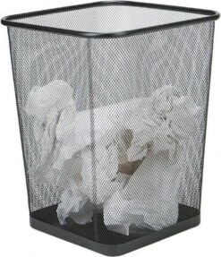 Merkloos Decopatent® Design Vierkant Prullenbak Voor Kantoor - Papierbak - Mesh Metaal - Papiermand - Prullenmand Voor Onder Bureau - Zwart -Huishoudelijke Schoonmaak 1031x1200
