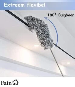 Fain® Plumeau Met Telescoopsteel – Grijs – 80 Tot 240 Cm - Uitschuifbaar – Wasbaar - Flexibel 360° Draaibaar – Duster - Microvezel Ragebol -Huishoudelijke Schoonmaak 1033x1200