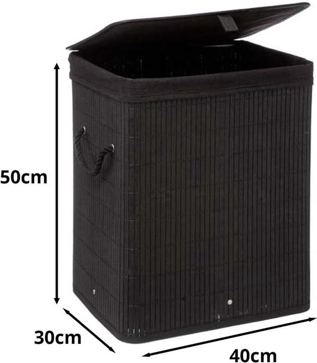Mdxl® Bamboe Wasmand Zwart / Badkamer / Opvouwbaar / Mand Voor Wasgoed / Met Deksel / Met Handvaten / 60L 5 Mdxl® Bamboe Wasmand Zwart / Badkamer / Opvouwbaar / Mand Voor Wasgoed / Met Deksel / Met Handvaten / 60L - Afbeelding 3