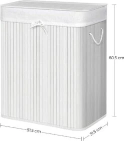 IBella Living - Wasmand Met 2 Vakken - Bamboe Wassorteerder - 100 Liter Wit 10 IBella Living - Wasmand Met 2 Vakken - Bamboe Wassorteerder - 100 Liter Wit -Huishoudelijke Schoonmaak 1056x1200
