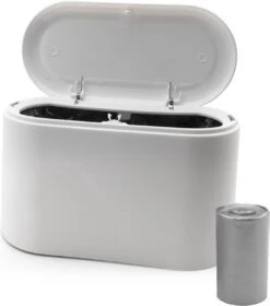 Merkloos Prullenbak Tafel - Prullenbak Auto - Prullenbak Badkamer - Klein - Wc - Afvalbak – Gray Blue - Auto - Bureau