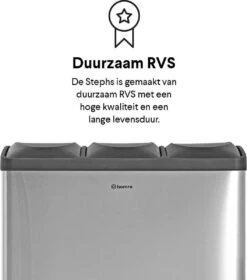 Homra STEPHS Afvalscheiding Prullenbak Met 3 Vakken - 3 X 20L Inhoud - Trio Pedaalemmer - 60 Liter - Vingerafdrukvrij - Vuilafstotend - Anti-slip - Hoogwaardig RVS - Duurzaam ABS Kunststof - RVS - Hygiënisch Recyclen - Afvalscheidingsprullenbak -Huishoudelijke Schoonmaak 1058x1200 2