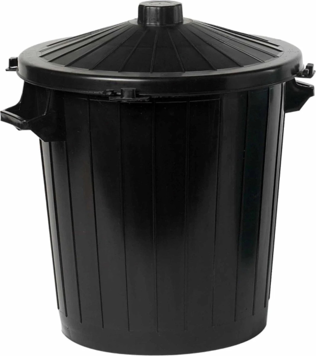 Merkloos Prullenbak - Kunststof - Zwart - 80 Liter 4 Merkloos Prullenbak - Kunststof - Zwart - 80 Liter - Afbeelding 2