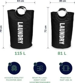 Wonair Wasmand – Waszak – Laundry Bag - Wassorteerder - Opvouwbaar – 81L – Zwart 17 Wonair Wasmand – Waszak – Laundry Bag - Wassorteerder - Opvouwbaar – 81L – Zwart -Huishoudelijke Schoonmaak 1075x1200 2
