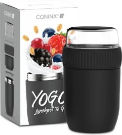 Coninx Thermos Lunchbox - Muesli Beker To Go - Isoleer Lunchpot - Yoghurtbeker To Go - Mueslibeker 840ml (600ml+240ml) - RVS / Zwart -Huishoudelijke Schoonmaak 1086x1200 3
