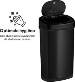 Homra FONIX Sensor Prullenbak Zwart 50 Liter - Automatische Soft Close Deksel - 50L - Zwarte Afvalemmer - Infrarood Sensor - Vuilnisbak Met Elektrische Deksel - Sensorbediening - Vingerafdrukvrij - Vuilafstotend - Zwarte Keuken En Kantoor Vuilbak -Huishoudelijke Schoonmaak 1099x1200 5