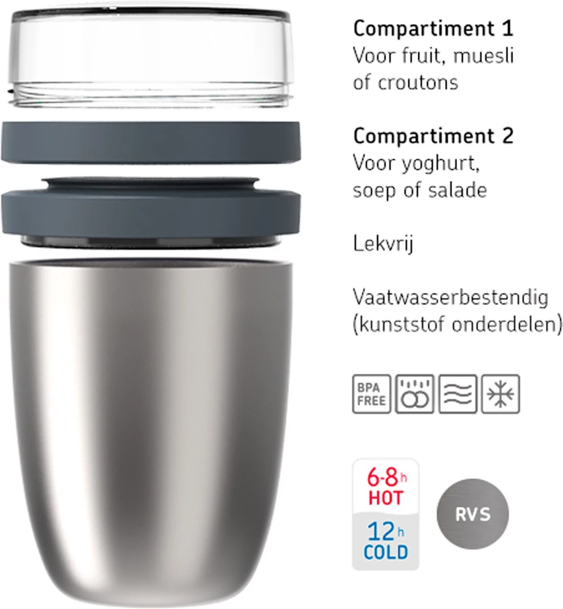 Mepal – Isoleer Lunchpot Ellipse – Houdt Je Eten 6-8 Uur Warm En 12 Uur Koud – Nordic Green – 2 Compartimenten – Soep Beker To Go – Yoghurt Beker Muesli - Thermos Lunchbox 9 Mepal – Isoleer Lunchpot Ellipse – Houdt Je Eten 6-8 Uur Warm En 12 Uur Koud – Nordic Green – 2 Compartimenten – Soep Beker To Go – Yoghurt Beker Muesli - Thermos Lunchbox - Afbeelding 7