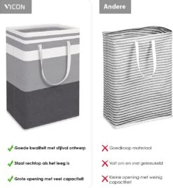 Draagbare Wasmand Met Versterkte Handgrepen - Set Van 3 X 75L Inhoud - Opvouwbaar - Waszakken Voor Wasgoed - Wassorteerder - Organizer Kleding - Wasbox -Huishoudelijke Schoonmaak 1111x1200 1