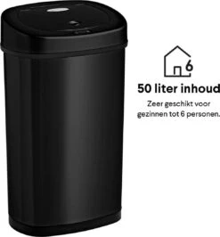 Homra FONIX Sensor Prullenbak Zwart 50 Liter - Automatische Soft Close Deksel - 50L - Zwarte Afvalemmer - Infrarood Sensor - Vuilnisbak Met Elektrische Deksel - Sensorbediening - Vingerafdrukvrij - Vuilafstotend - Zwarte Keuken En Kantoor Vuilbak -Huishoudelijke Schoonmaak 1113x1200 10