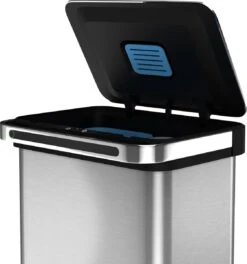 Homra DEXER Afvalscheiding Prullenbak - 4 Vakken - 60 Liter (2×18L + 2×12L) - Recycle Sensor Prullenbak - RVS Afvalemmer - Afvalscheidingsprullenbak - Design Keuken Afvalemmer - Automatische Lucht- En Bacterie Filter - Soft Close Deksel – Kleur RVS -Huishoudelijke Schoonmaak 1123x1200 7