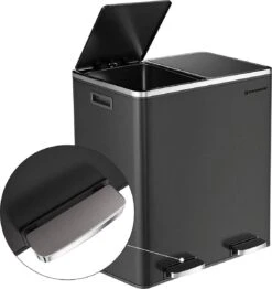 Soph & Tess Prullenbak Afvalscheiding - Vuilnisbak 60L (2x 30L) - Pedaalemmer - 59 X 65 X 32 Cm - Zwart 15 Soph & Tess Prullenbak Afvalscheiding - Vuilnisbak 60L (2x 30L) - Pedaalemmer - 59 X 65 X 32 Cm - Zwart -Huishoudelijke Schoonmaak 1133x1200 3