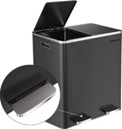 Songmics - Prullenbak - 60 Liter Inhoud (2x30) - Met 2 Gescheiden Bakken - RVS - Zwart 12 Songmics - Prullenbak - 60 Liter Inhoud (2x30) - Met 2 Gescheiden Bakken - RVS - Zwart -Huishoudelijke Schoonmaak 1134x1200 7
