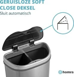 Afvalscheiding Sensor Prullenbak RVS 70 Liter - 2 Vakken - 2x35L - Zilver - Recycle Afvalemmer Homra QUBIX - Automatische Softclose Deksel - Hygiënische Design Vuilnisbak - Sensorbediening - Vingerafdrukvrij - Vuilafstotend - Keuken & Kantoor Vuilbak 19 Afvalscheiding Sensor Prullenbak RVS 70 Liter - 2 Vakken - 2x35L - Zilver - Recycle Afvalemmer Homra QUBIX - Automatische Softclose Deksel - Hygiënische Design Vuilnisbak - Sensorbediening - Vingerafdrukvrij - Vuilafstotend - Keuken & Kantoor Vuilbak -Huishoudelijke Schoonmaak 1159x1200 6