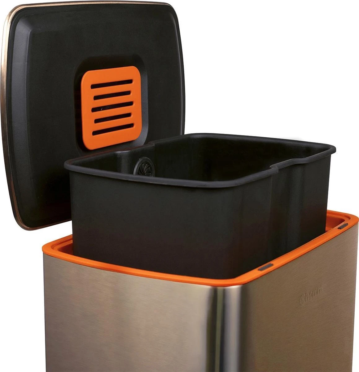 Homra Koniq Prullenbak Met Pedaal - 50 Liter - RVS - Pedaalemmer - Automatisch Lucht Filter - Odor Control - 50L Capaciteit - Soft Close Deksel - Afvalemmer - Design - Hygiënisch - Koper 11 Homra Koniq Prullenbak Met Pedaal - 50 Liter - RVS - Pedaalemmer - Automatisch Lucht Filter - Odor Control - 50L Capaciteit - Soft Close Deksel - Afvalemmer - Design - Hygiënisch - Koper - Afbeelding 9