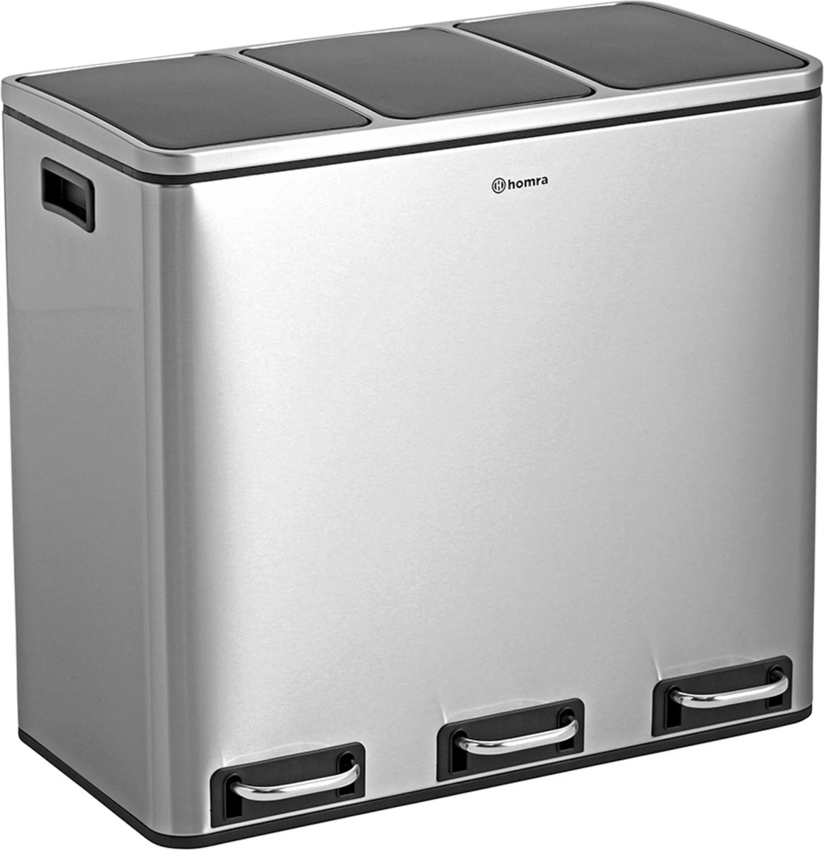 Homra SPARQ Afvalscheiding Prullenbak Met 3 Vakken - 3 X 18 L Inhoud - 54 Liter - RVS - Trio Pedaalemmer - 3-vaks Recycle Afvalemmer - Hygiënisch Afval Scheiden - Vuilbak Zilver - Kantoor Prullenbak - Pedaal Emmer - Afvalscheidingsprullenbak 3 Homra SPARQ Afvalscheiding Prullenbak Met 3 Vakken - 3 X 18 L Inhoud - 54 Liter - RVS - Trio Pedaalemmer - 3-vaks Recycle Afvalemmer - Hygiënisch Afval Scheiden - Vuilbak Zilver - Kantoor Prullenbak - Pedaal Emmer - Afvalscheidingsprullenbak