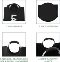 Wonair Wasmand – Waszak – Laundry Bag - Wassorteerder - Opvouwbaar – 81L – Zwart 14 Wonair Wasmand – Waszak – Laundry Bag - Wassorteerder - Opvouwbaar – 81L – Zwart -Huishoudelijke Schoonmaak 1164x1200 4