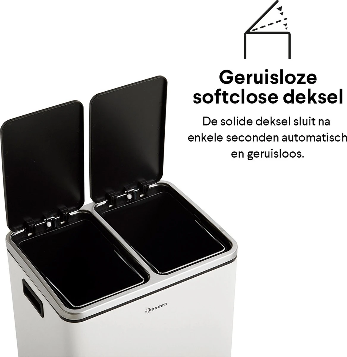 Homra BLINQ Afvalscheiding Prullenbak Met 2 Vakken - 2 X 15 L Inhoud - Duo Pedaalemmer Wit - Afvalemmer 30 Liter - Recycle Afvalbak - Witte Afvalscheidingsprullenbak - Hygiënisch Afval Scheiden - Keuken Vuilbak - Kantoor 12 Homra BLINQ Afvalscheiding Prullenbak Met 2 Vakken - 2 X 15 L Inhoud - Duo Pedaalemmer Wit - Afvalemmer 30 Liter - Recycle Afvalbak - Witte Afvalscheidingsprullenbak - Hygiënisch Afval Scheiden - Keuken Vuilbak - Kantoor - Afbeelding 10