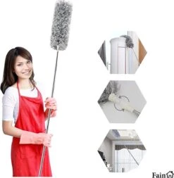 Fain® Plumeau Met Telescoopsteel – Grijs – 80 Tot 240 Cm - Uitschuifbaar – Wasbaar - Flexibel 360° Draaibaar – Duster - Microvezel Ragebol -Huishoudelijke Schoonmaak 1171x1200 3