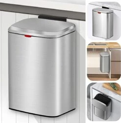 Prullenbak RVS™ - Ophangbaar - Badkamer - WC - Keuken - Kantoor - 8L