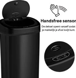 Homra FONIX Sensor Prullenbak Zwart 50 Liter - Automatische Soft Close Deksel - 50L - Zwarte Afvalemmer - Infrarood Sensor - Vuilnisbak Met Elektrische Deksel - Sensorbediening - Vingerafdrukvrij - Vuilafstotend - Zwarte Keuken En Kantoor Vuilbak -Huishoudelijke Schoonmaak 1178x1200 14