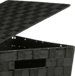 Merkloos Decopatent® Wasmanden Met Deksel - 60 Liter - Geweven Wasmand - Wasbox Met Optil Deksel - Polypropyleen - Afm 33x33x53 Cm - Zwart -Huishoudelijke Schoonmaak 1183x1200 4