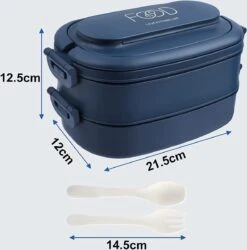 OITUGG Lunchbox Volwassenen: 2-laags Bento Box 1550 Ml Voor Mannen Vrouw - 3-vaks Lunchbox Met Bestek - BPA-vrije Plastic Lunchbox Geschikt Voor Kantoorschool - Magnetronbestendig Vaatwasmachinebestendig (blauw) -Huishoudelijke Schoonmaak 1184x1200 3
