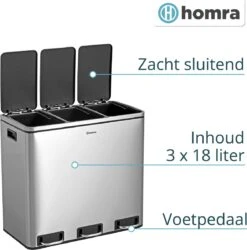 Homra SPARQ Afvalscheiding Prullenbak Met 3 Vakken - 3 X 18 L Inhoud - 54 Liter - RVS - Trio Pedaalemmer - 3-vaks Recycle Afvalemmer - Hygiënisch Afval Scheiden - Vuilbak Zilver - Kantoor Prullenbak - Pedaal Emmer - Afvalscheidingsprullenbak 17 Homra SPARQ Afvalscheiding Prullenbak Met 3 Vakken - 3 X 18 L Inhoud - 54 Liter - RVS - Trio Pedaalemmer - 3-vaks Recycle Afvalemmer - Hygiënisch Afval Scheiden - Vuilbak Zilver - Kantoor Prullenbak - Pedaal Emmer - Afvalscheidingsprullenbak -Huishoudelijke Schoonmaak 1187x1200 13