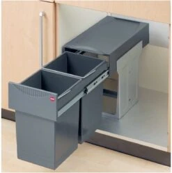 Hailo Tandem - Inbouw Prullenbak - 30 Liter Inhoud - Met 2 Compartimenten - Grijs -Huishoudelijke Schoonmaak 1188x1200 10