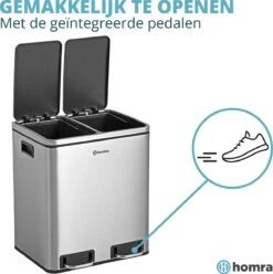 Homra BLINQ Afvalscheiding Prullenbak Met 2 Vakken - 2 X 15 L Vuilnisbak - RVS Duo Pedaalemmer - 2-vaks Afvalemmer 30 Liter - Hygiënisch Afval Scheiden - Keuken Vuilbak - Pedaal Afvalbak - Soft Close Deksel - Recycle Afvalbak -Huishoudelijke Schoonmaak 1193x1200 8