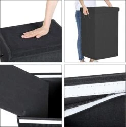 Opvouwbare Wasmand Met Deksel En Handvaten, 85L - Zwart -Huishoudelijke Schoonmaak 1197x1200 6