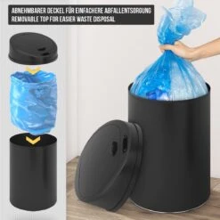 GoodVibes - Prullenbak Met Sensor - Vuilbak - Automatische Bewegingssensor - Hygiëne - 60L - Zwart -Huishoudelijke Schoonmaak 1199x1200 22