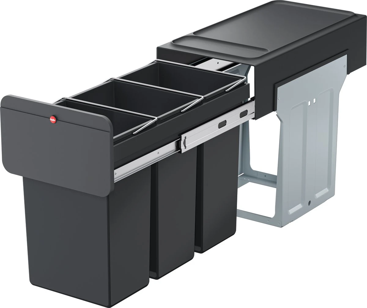 Hailo 0310-300 EcoLine Design Trio L Inbouwafvalemmer 3x10L Met 3 Compartimenten Zwart 3 Hailo 0310-300 EcoLine Design Trio L Inbouwafvalemmer 3x10L Met 3 Compartimenten Zwart