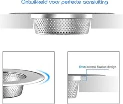 Luxe RVS Gootsteen Zeef Ø80 - 90mm - Gootsteenstop - Afvoerzeef - Korfplug - Gootsteenbakje -Huishoudelijke Schoonmaak 1200x1020 1