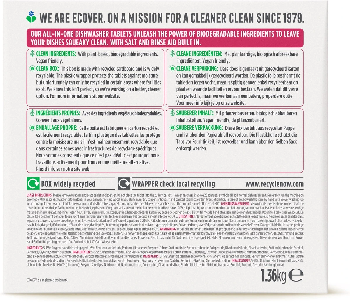Ecover - Vaatwastabletten All In One - 68 Tabs 5 Ecover - Vaatwastabletten All In One - 68 Tabs - Afbeelding 3