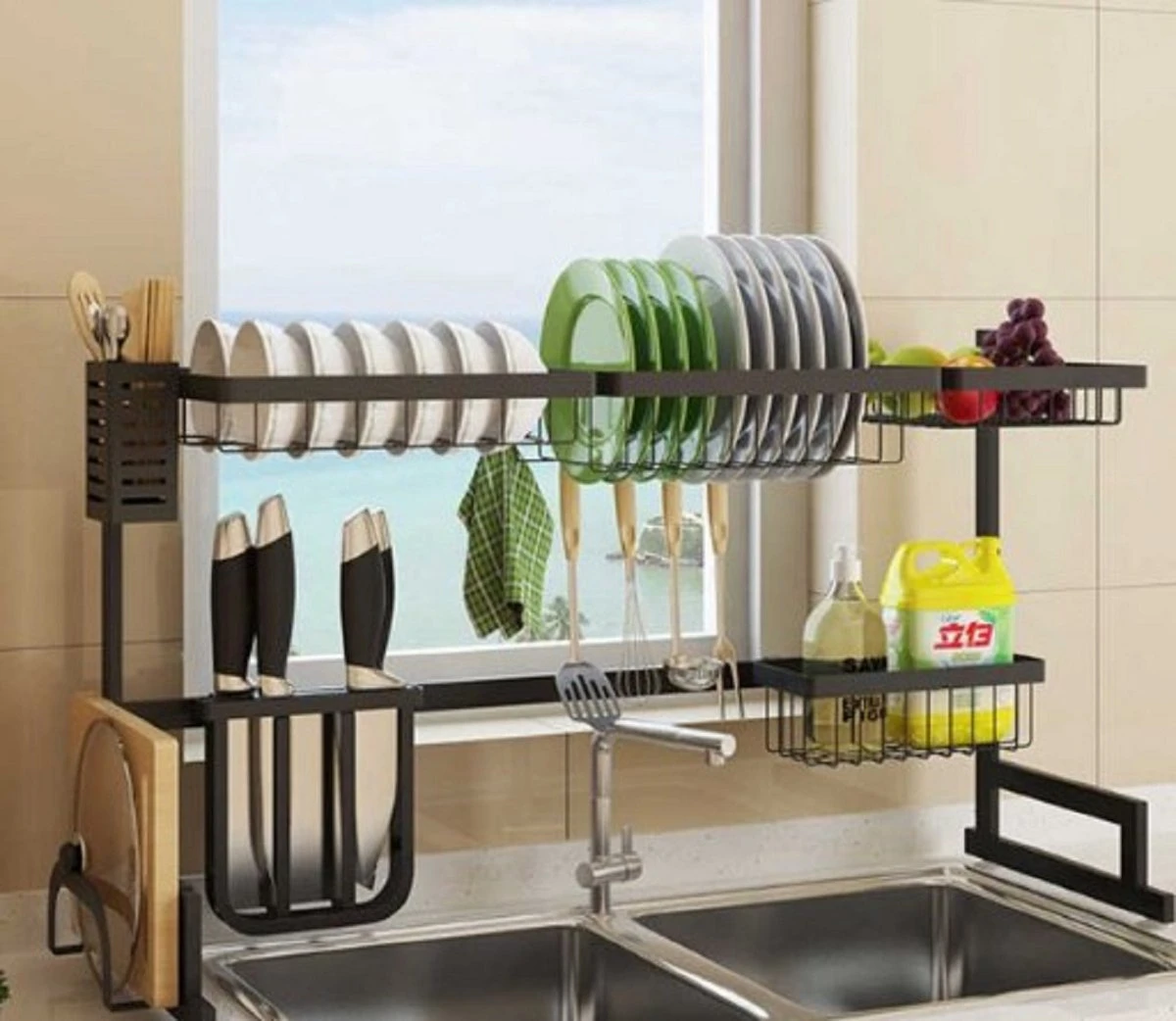 Sens Design Afwasrek Zwart - Afdruiprek - 82,5 Cm - RVS 5 Sens Design Afwasrek Zwart - Afdruiprek - 82,5 Cm - RVS - Afbeelding 3