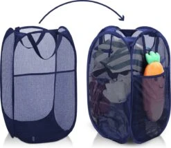 Allsa Wasmand - Opvouwbare Wasmand - 70 L - Extra Opbergvak - Stevig - Blauw -Huishoudelijke Schoonmaak 1200x1046