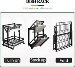 TammaT - Afdruiprek Met Lekbak 2 Laags – Inklapbaar - Afwasrek – Met 2 Lekbakken – Extra Accessories Voor Servies En Snijplanken - RVS - 38x35x26,5cm 23 TammaT - Afdruiprek Met Lekbak 2 Laags – Inklapbaar - Afwasrek – Met 2 Lekbakken – Extra Accessories Voor Servies En Snijplanken - RVS - 38x35x26,5cm -Huishoudelijke Schoonmaak 1200x1076