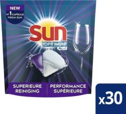 SUN® Sun Optimum All-in 1 Regular Capsules - 30 Vaatwastabletten - Maandbox -Huishoudelijke Schoonmaak 1200x1084 2