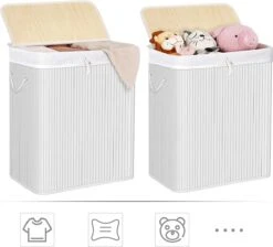 IBella Living - Wasmand Met 2 Vakken - Bamboe Wassorteerder - 100 Liter Wit 15 IBella Living - Wasmand Met 2 Vakken - Bamboe Wassorteerder - 100 Liter Wit -Huishoudelijke Schoonmaak 1200x1090 1