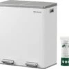 Songmics - Prullenbak - 60 Liter Inhoud (2x30) - Met 2 Gescheiden Bakken - RVS - Wit -Huishoudelijke Schoonmaak 1200x1093 3