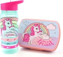 Unicorn Broodtrommel + PET Drinkfles Lichtblauw | Eenhoorn Lunchbox Set Voor Meisjes LS22 -Huishoudelijke Schoonmaak 1200x1095 2