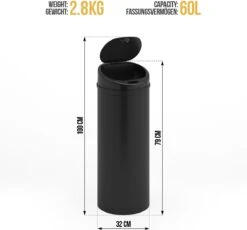 GoodVibes - Prullenbak Met Sensor - Vuilbak - Automatische Bewegingssensor - Hygiëne - 60L - Zwart -Huishoudelijke Schoonmaak 1200x1118 5