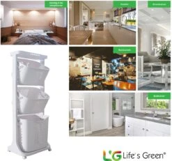 Life’s Green® - Wasmand - Wasmand 3 Vakken - Wassorteerder - Ophangbaar -Huishoudelijke Schoonmaak 1200x1124 5