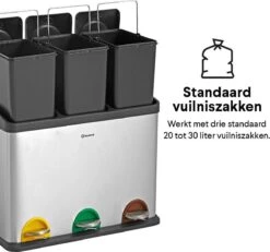 Homra STEPHS Afvalscheiding Prullenbak Met 3 Vakken - 3 X 15L Inhoud - Trio Pedaalemmer - 45 Liter - Vingerafdrukvrij - Vuilafstotend - Anti-slip - Hoogwaardig RVS - Duurzaam ABS Kunststof - RVS - Hygiënisch Recyclen - Afvalscheidingsprullenbak 21 Homra STEPHS Afvalscheiding Prullenbak Met 3 Vakken - 3 X 15L Inhoud - Trio Pedaalemmer - 45 Liter - Vingerafdrukvrij - Vuilafstotend - Anti-slip - Hoogwaardig RVS - Duurzaam ABS Kunststof - RVS - Hygiënisch Recyclen - Afvalscheidingsprullenbak -Huishoudelijke Schoonmaak 1200x1124 9