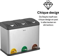 Homra STEPHS Afvalscheiding Prullenbak Met 3 Vakken - 3 X 15L Inhoud - Trio Pedaalemmer - 45 Liter - Vingerafdrukvrij - Vuilafstotend - Anti-slip - Hoogwaardig RVS - Duurzaam ABS Kunststof - RVS - Hygiënisch Recyclen - Afvalscheidingsprullenbak 25 Homra STEPHS Afvalscheiding Prullenbak Met 3 Vakken - 3 X 15L Inhoud - Trio Pedaalemmer - 45 Liter - Vingerafdrukvrij - Vuilafstotend - Anti-slip - Hoogwaardig RVS - Duurzaam ABS Kunststof - RVS - Hygiënisch Recyclen - Afvalscheidingsprullenbak -Huishoudelijke Schoonmaak 1200x1127 4