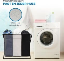 WITTS Wasmand Met 3 Vakken - Wassorteerder - Opvouwbaar - 90 L – Aluminium - Mat Zwart -Huishoudelijke Schoonmaak 1200x1138 2